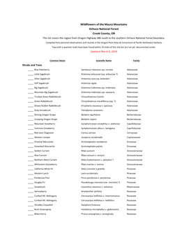 Wildflowers of the Maury Mountains Ochoco National Forest Crook
