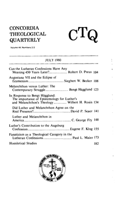 In Response to Bengt Hagglund: Did Luther and Melanchthon Agree on the Real Presence?