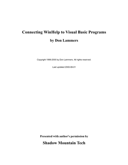 Connecting Winhelp to Visual Basic Programs