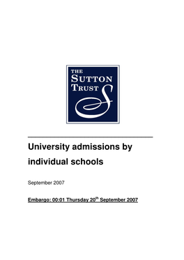 University Admissions by Individual Schools
