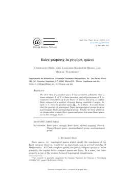 Baire Property in Product Spaces