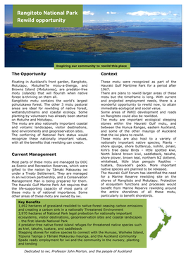 Rangitoto National Park Rewild Opportunity