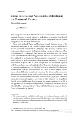 Choral Societies and Nationalist Mobilization in the Nineteenth Century a Scottish Perspective