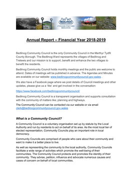 Annual Report – Financial Year 2018-2019