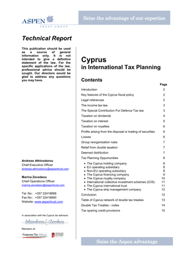 Cyprus in International Tax Planning