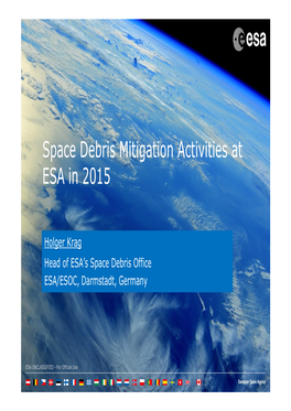 Space Debris Mitigation Activities at ESA in 2015