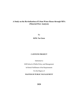 A Study on the Revitalization of Urban Water Reuse Through MFA (Material Flow Analysis)