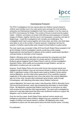 For Publication Commissioner Foreword the IPCC Investigations