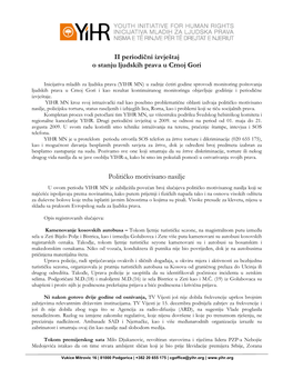 Drugi Periodični Izvještaj O Stanju Ljudskih Prava U Crnoj Gori Maj-Sep 2009