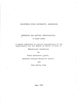 June, 1978. the Thesis of Pearl Artenstein Frank, Kathleen Deguard Margulies Hecker, and Jean Kelley Page Is Approved