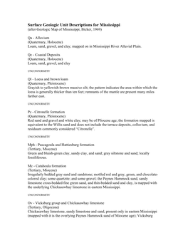 MS Surface Geologic Unit Desc