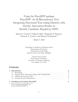 Using the Funcisnp Package 'Funcisnp: an R/Bioconductor Tool
