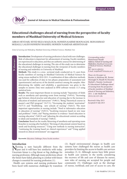 Educational Challenges Ahead of Nursing from the Perspective of Faculty Members of Mashhad University of Medical Sciences
