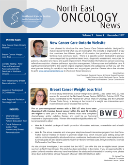 ONCOLOGY News North East Launch of Redesigned ONCOLOGY Cancer Care Ontario Website! News