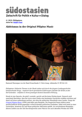 Aktivismus in Der <Em>Original Pilipino Music</Em>