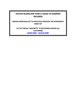 Staten Island Rap Star Cj Signs to Warner Records