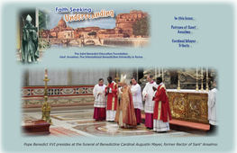 Pope Benedict XVI Presides at the Funeral of Benedictine Cardinal Augustin Mayer, Former Rector of Sant’ Anselmo