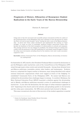 Student Radicalism in the Early Years of the Marcos Dictatorship