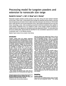 Processing Model for Tungsten Powders and Extention To