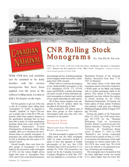 CNR Rolling Stock Monograms by Stafford Swain