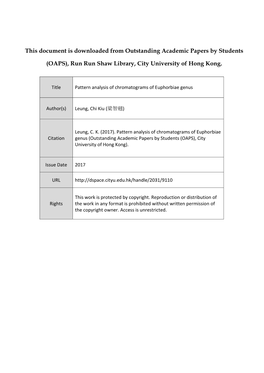 Pattern Analysis of Chromatograms of Euphorbiae Genus