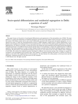 Socio-Spatial Differentiation and Residential Segregation in Delhi: a Question of Scale?