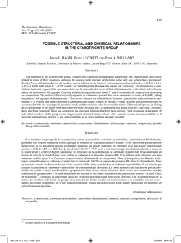 Possible Structural and Chemical Relationships in the Cyanotrichite Group