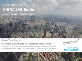 CHINA LAB Berlin CALL for APPLICATIONS 2018