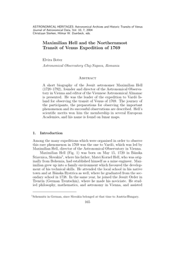 Maximilian Hell and the Northernmost Transit of Venus Expedition of 1769