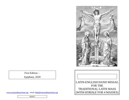 Latin-English Hand Missal for the Traditional Latin Mass (With Kyriale)