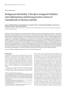 Endogenous Interleukin-1 Receptor Antagonist Mediates Anti-Inflammatory and Neuroprotective Actions of Cannabinoids in Neurons and Glia