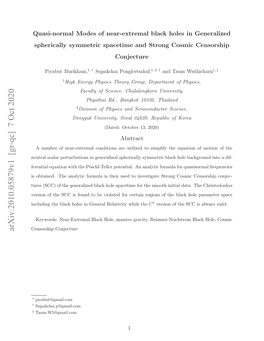 Quasi-Normal Modes of Near-Extremal Black Holes in Generalized