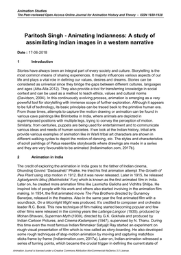 Paritosh Singh - Animating Indianness: a Study of Assimilating Indian Images in a Western Narrative