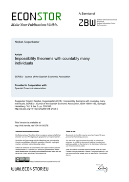 Impossibility Theorems with Countably Many Individuals