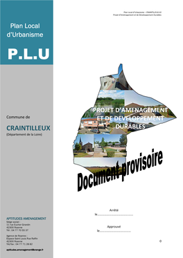 CRAINTILLEUX 42 Projet D’Aménagement Et De Développement Durables Plan Local D’Urbanisme P.L.U