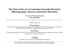 The State of the Art of Armenian Genocide Research: Historiography, Sources, and Future Directions