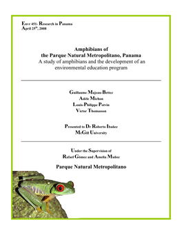 Study of Amphibians of the Parque Natural