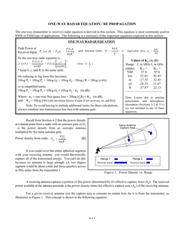 One-Way Radar Equation / Rf Propagation