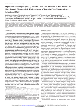 Positive Clear Cell Sarcoma of Soft Tissue Cell Lines Reveals Characteristic Up-Regulation of Potential New Marker Genes Including ERBB3