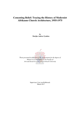 Cementing Belief: Tracing the History of Modernist Afrikaans Church Architecture, 1955-1975