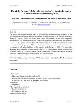 Use of the Furoxan (1,2,5-Oxadiazole 2-Oxide) System in the Design of New NO-Donor Antioxidant Hybrids