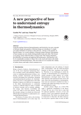 A New Perspective of How to Understand Entropy in Thermodynamics 2 B.Sc