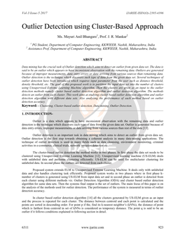 Outlier Detection Using Cluster-Based Approach