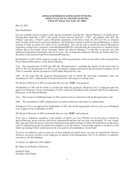 Apollo Senior Floating Rate Fund Inc. Apollo Tactical Income Fund Inc