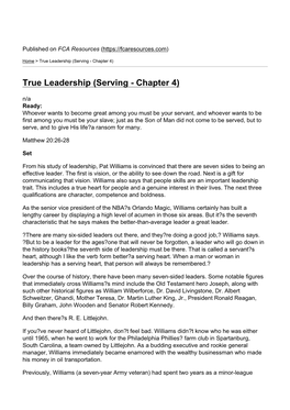 True Leadership (Serving - Chapter 4)