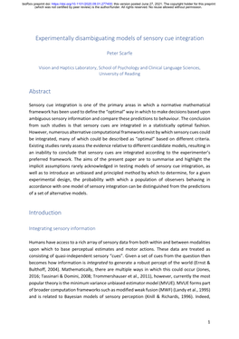 Experimentally Disambiguating Models of Sensory Cue Integration