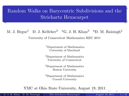 Random Walks on Barycentric Subdivisions and the Strichartz Hexacarpet