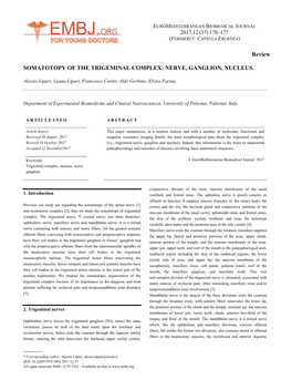 Review SOMATOTOPY of the TRIGEMINAL COMPLEX: NERVE
