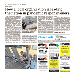 How a Local Organization Is Leading the Nation in Pandemic Responsiveness the Cincinnati Sports Club, a Locally Closes for Business