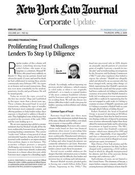 Proliferating Fraud Challenges Lenders to Step up Diligence